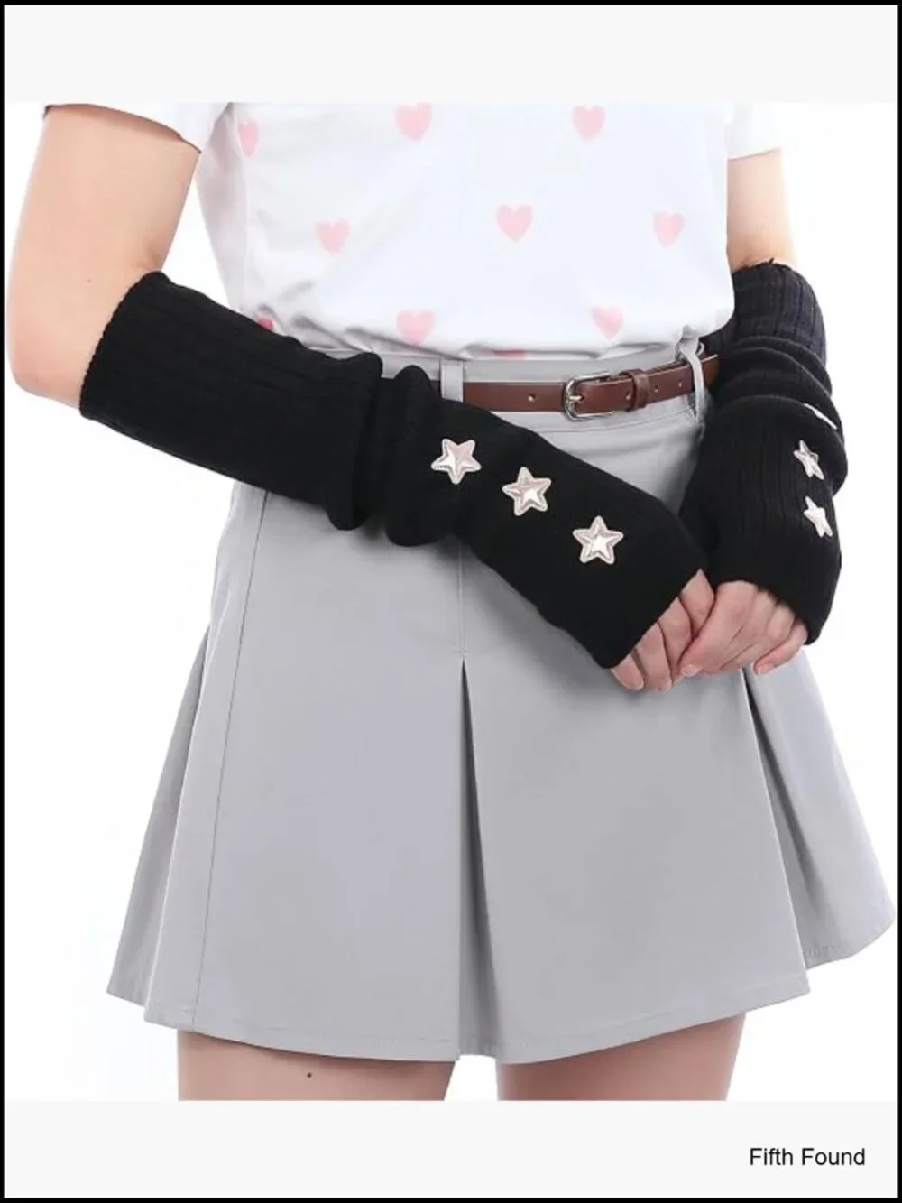Knitted Star Arm Warmers Fingerless Gloves Cute Half Finger Teens Women